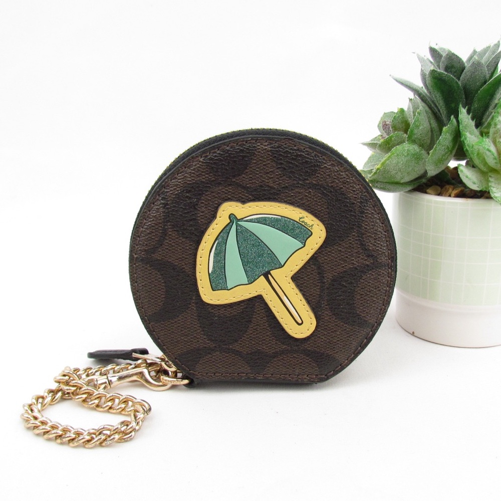 Coach Signature Round Coin Case - Picture 1 of 7